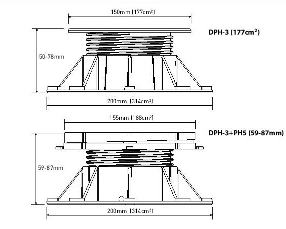 Buzon terasų atrama DPH-3 (50-78mm) 